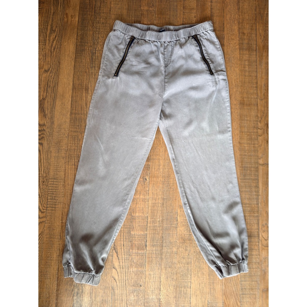 Velvet Heart Gray Tencel Jogger Pants Elastic Waist Zip Pockets Large WTT-1440